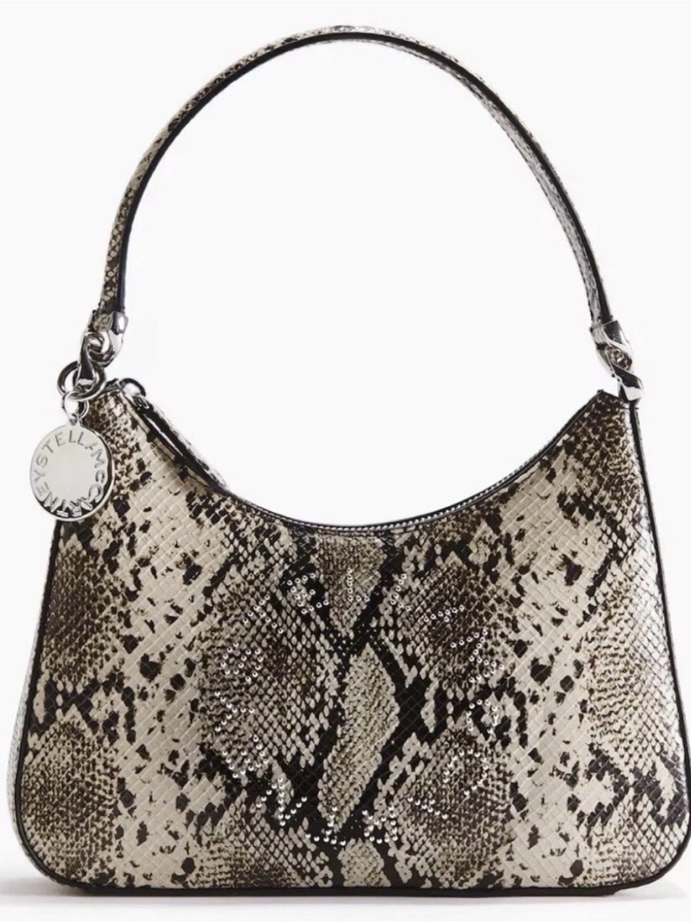 Stella McCartney Black and Beige Faux Snakeskin Shoulder Bag - Picture 3 of 5